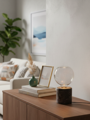 Lampe de table Cylindre "Basalte" ampoule led pour lampe de table, création artisanale Les Pépites du tiroir