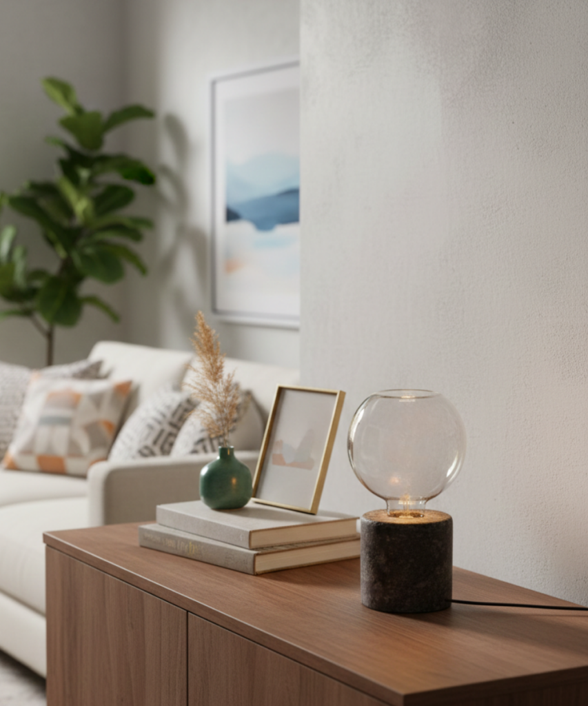 Lampe de table Cylindre "Basalte" ampoule led pour lampe de table, création artisanale Les Pépites du tiroir